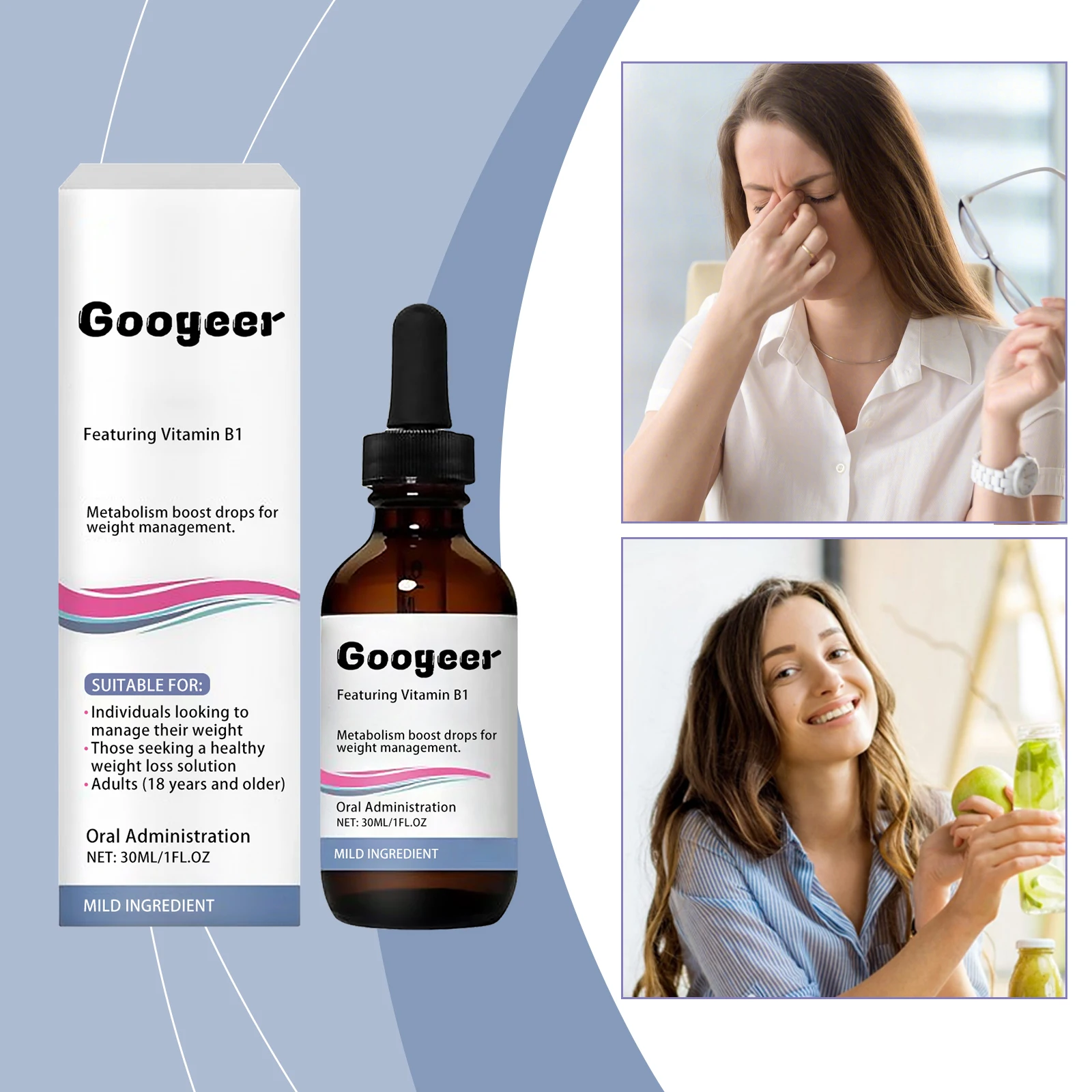 GOOGEER  Vitamin B1 Weight Controling And Metabolism Boosting Drops Natural Weight Management Liquid Drops for Men and Women