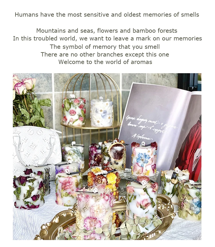 Best selling handmade private label customized soy scented candle with dried flower  inside