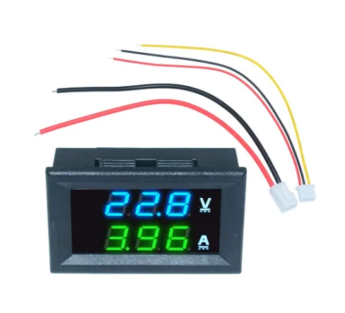 Blue Green Dc 0-100v 10A LED Dc Dual Display Digital Voltmeter Headband Adjustment