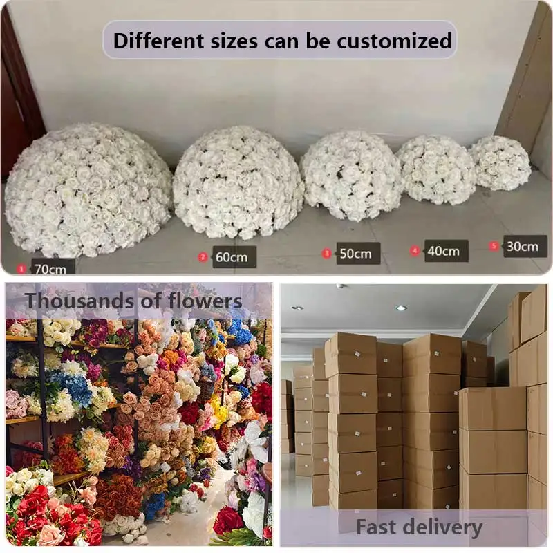 SMOOTH Best Seller Large Wedding Centerpieces Flower Arrangements 80cm Big Artificial Silk White Rose Flower Ball