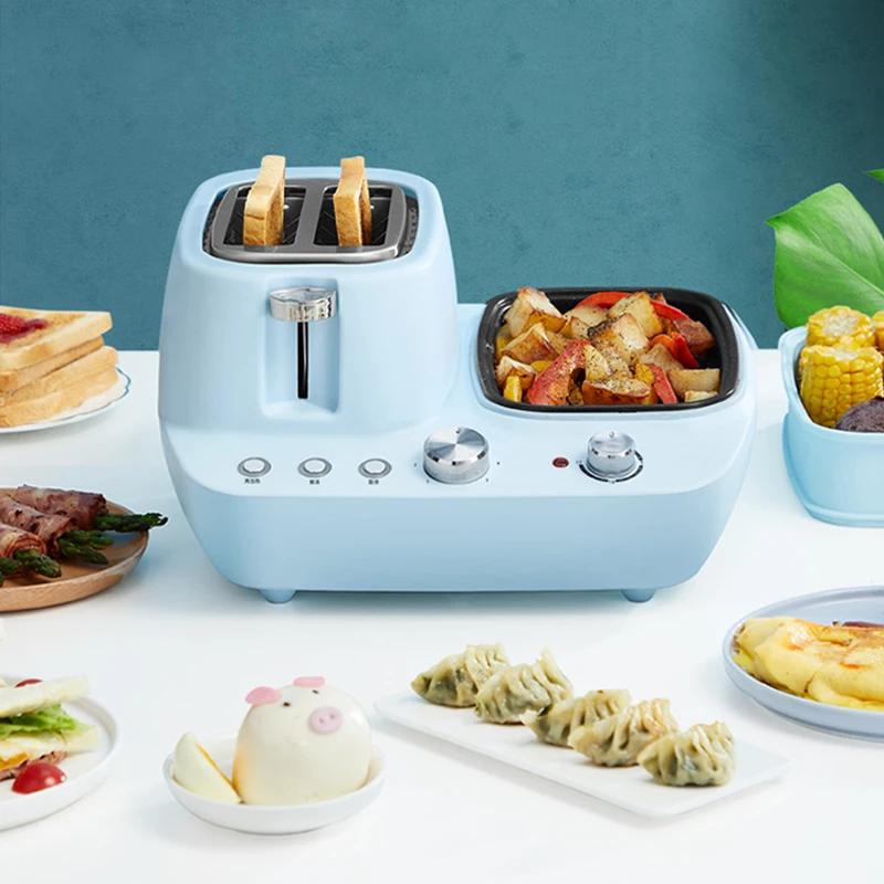 Non-Stick Thermal Adjustable Electric Multi Function 3 in 1 Breakfast Maker Station Smart Breakfast Maker