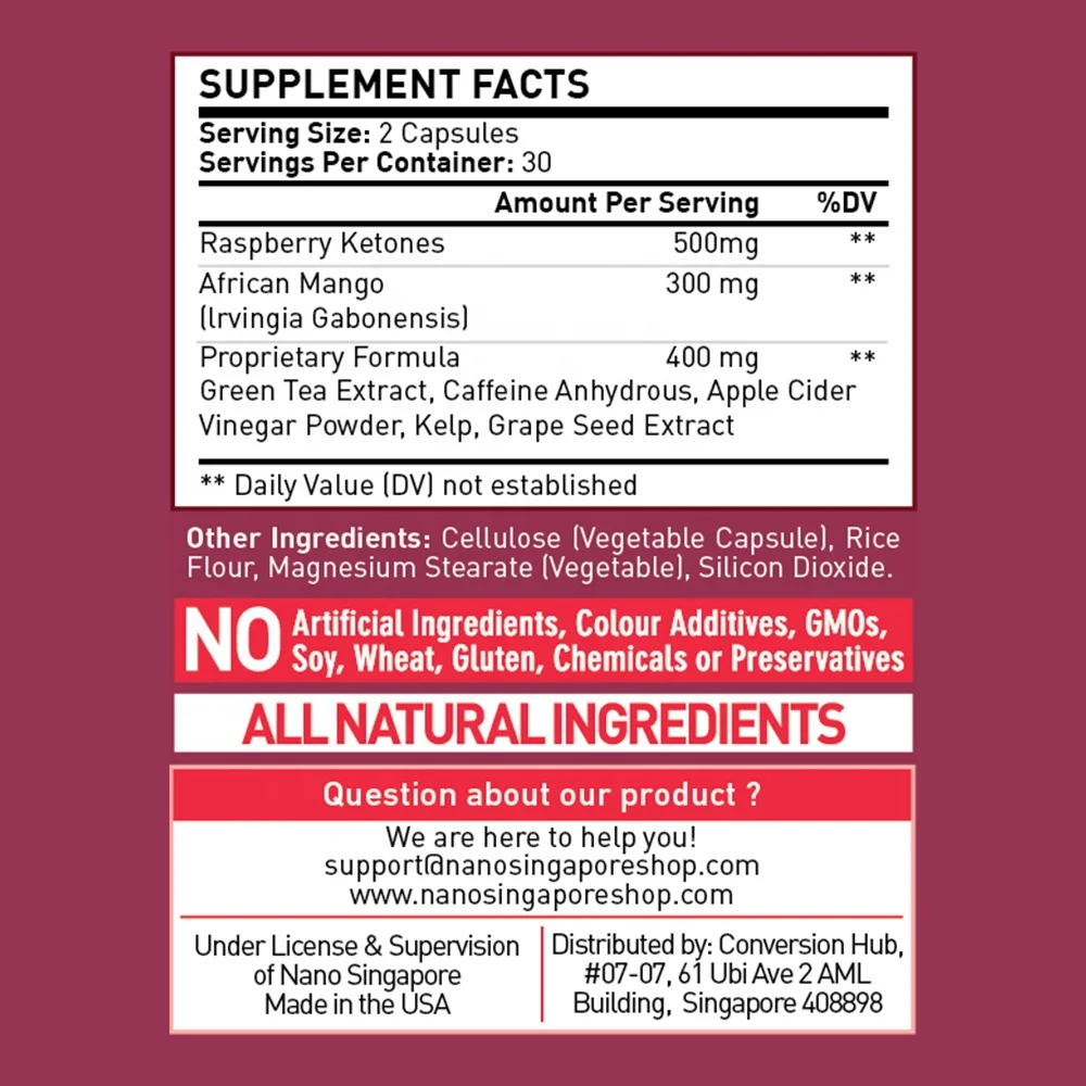 [NEW] All Natural Food Supplement Raspberry Ketone Slimming Capsule Weight Loss Pills