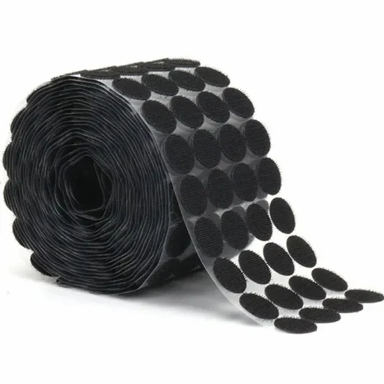 Transparent round squares adjustable printed heavy duty nylon self adhesive back dots circle tape logo rolls hook and loop dot