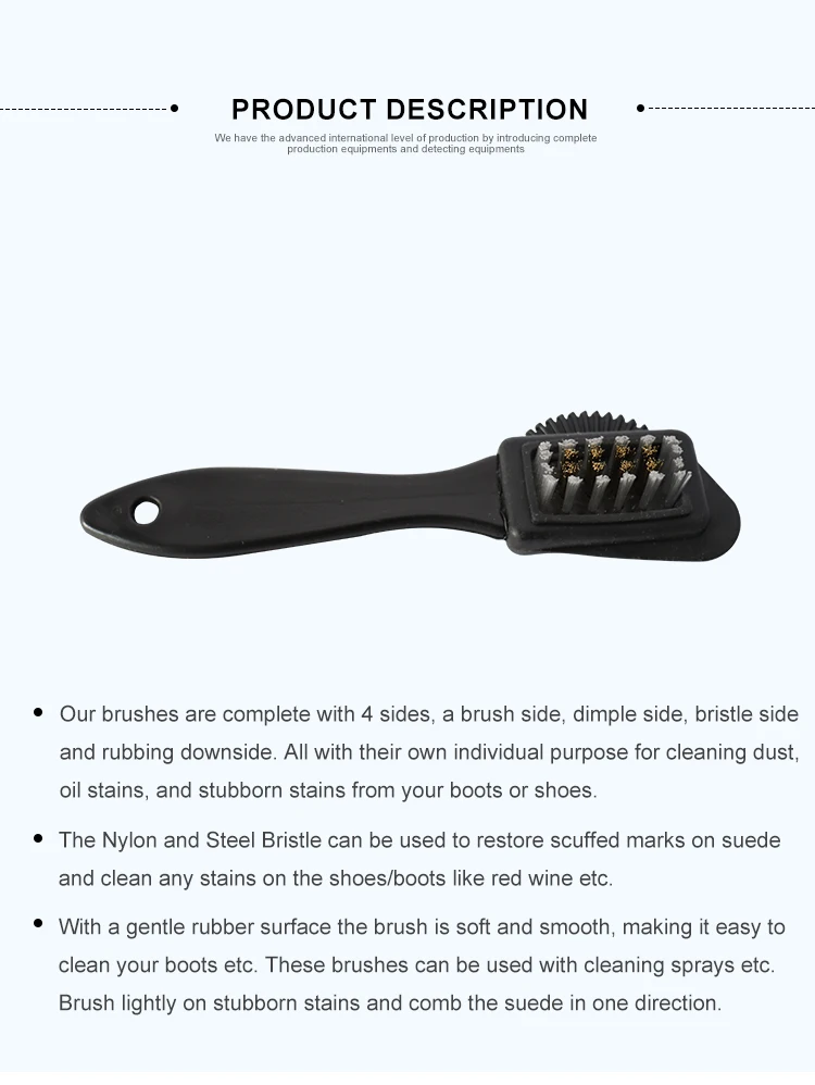 Factory Supply Custom Logo Suede and Nubuck 4-Way Brush Shoe Cleaning Brush for boots shoes jackets