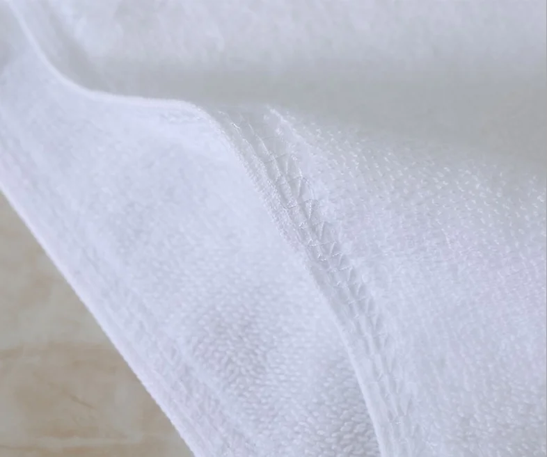 
Hotel Soft Embroidery Logo White 21S 100% Cotton Sauna Shower Beauty Shop Spa Bath Towel 