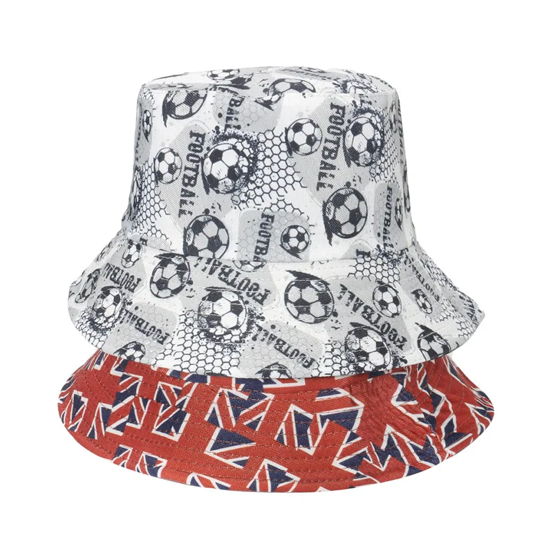 Hot selling new high-quality British flag football outdoor sports print reversible fisherman hat white bucket hat
