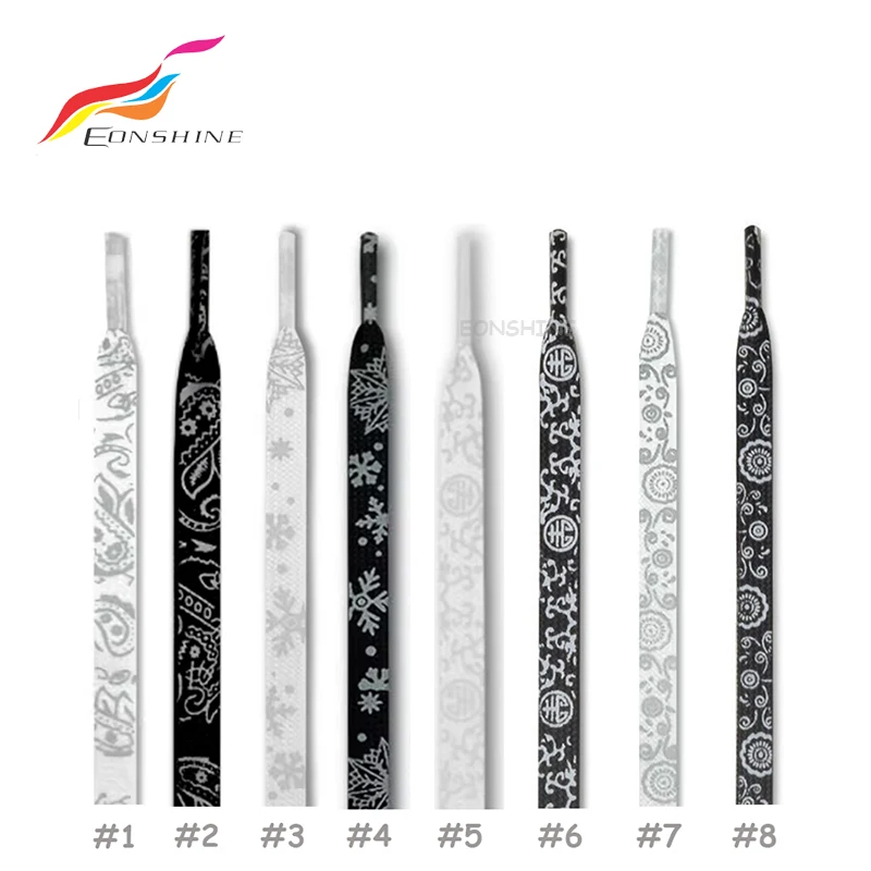 Custom Personalized Flat Reflective Print Brand Logo Shoelaces Sneaker Shoe Laces