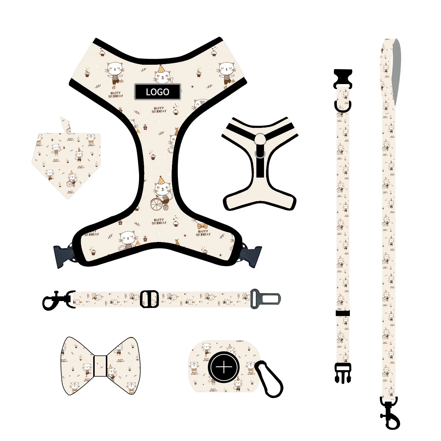 Sublimation Dog Harness Custom Logo & Design Dog Accessories Adjustable Padded Mesh Harness Collar Lead