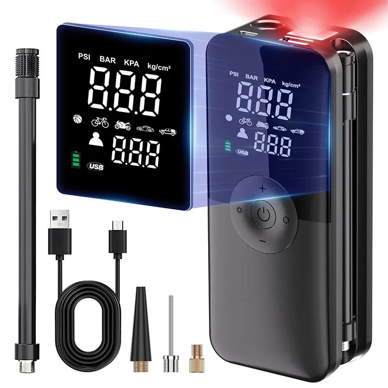 Cordless Rechargeable Portable Air Pump Tire Inflator Compressor Digital Car Tyre Inflator For Motorcycle Bicycle Balls