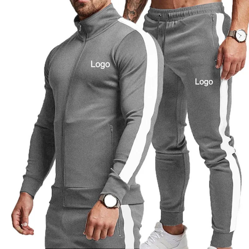 Custom plus size pullover sport Two Piece set with zipper training wear jogging suit sportswear men tracksuit