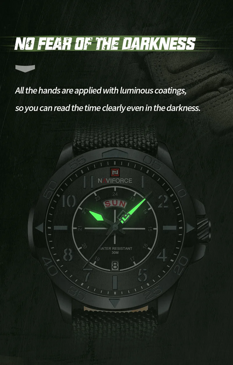 NAVIFORCE 9204N BBGY Hot selling Casual Nylon Strap quartz watches mens original brand factory Date wristwatch waterproof clock