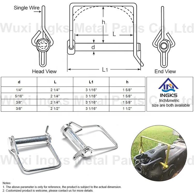 Stainless Steel  304  316 Square Lock Pin with Single Wire Safety Pin