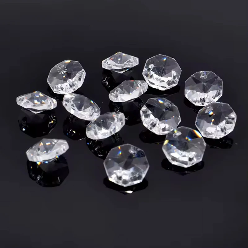 14 mm Octagonal Transparent Glass Beads Chandeliers Pendant Lights Crystal Chandelier Pendant Parts Decorative Lighting