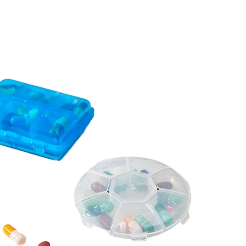 Portable Plastic Weekly Travel Pill Storage Case 7 Compartments Medicine Box Dispenser Premium Storage Bins