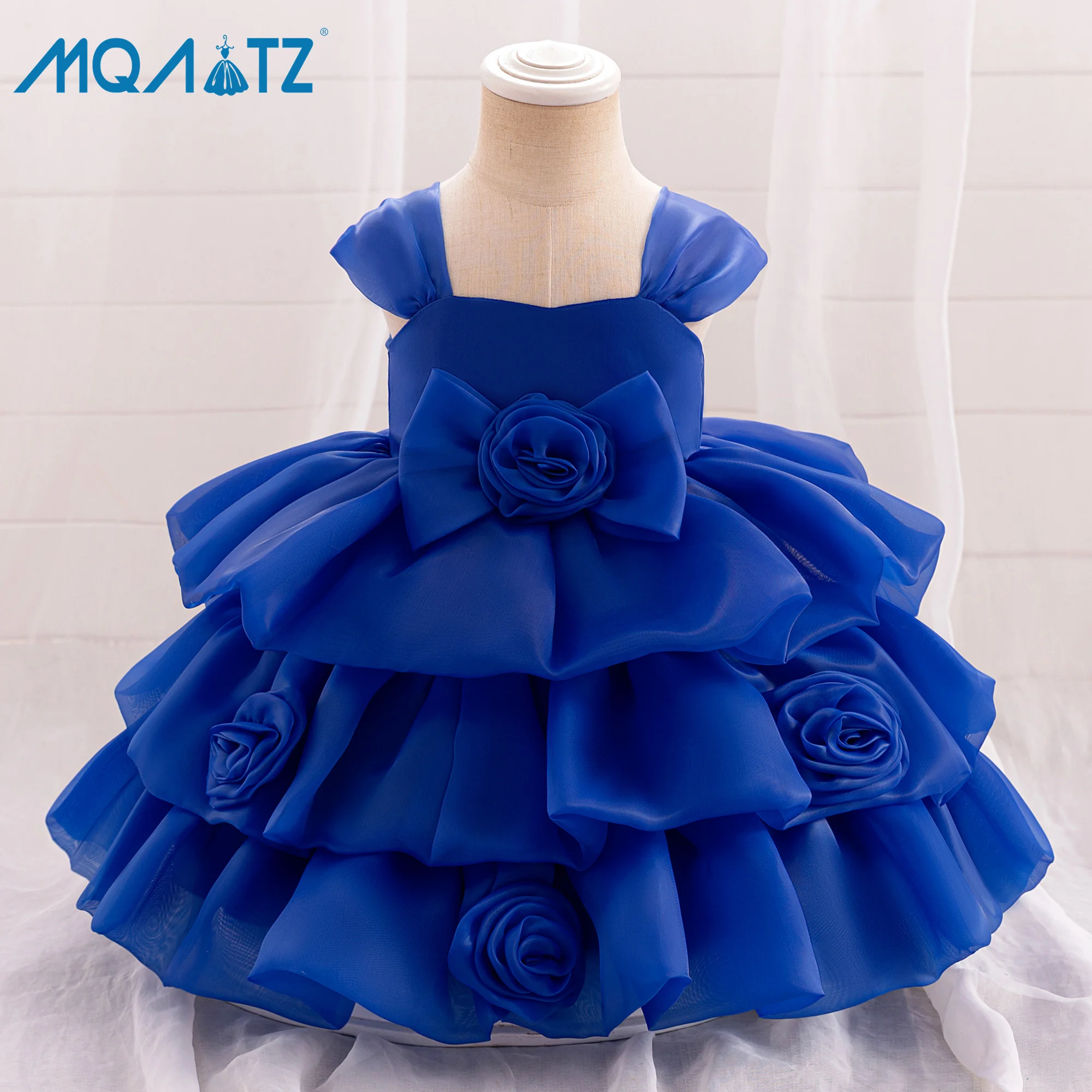 MAQTZ New Born Baby Birthday Dress Flowers Tutu Party Children Princess Dress 0-6 year L2263XZ