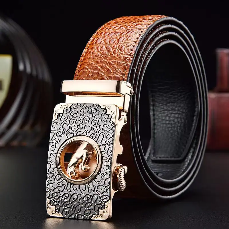 Low wholesale new explosive style, crocodile grain leather belt for men, automatic buckle  leisure business versatile
