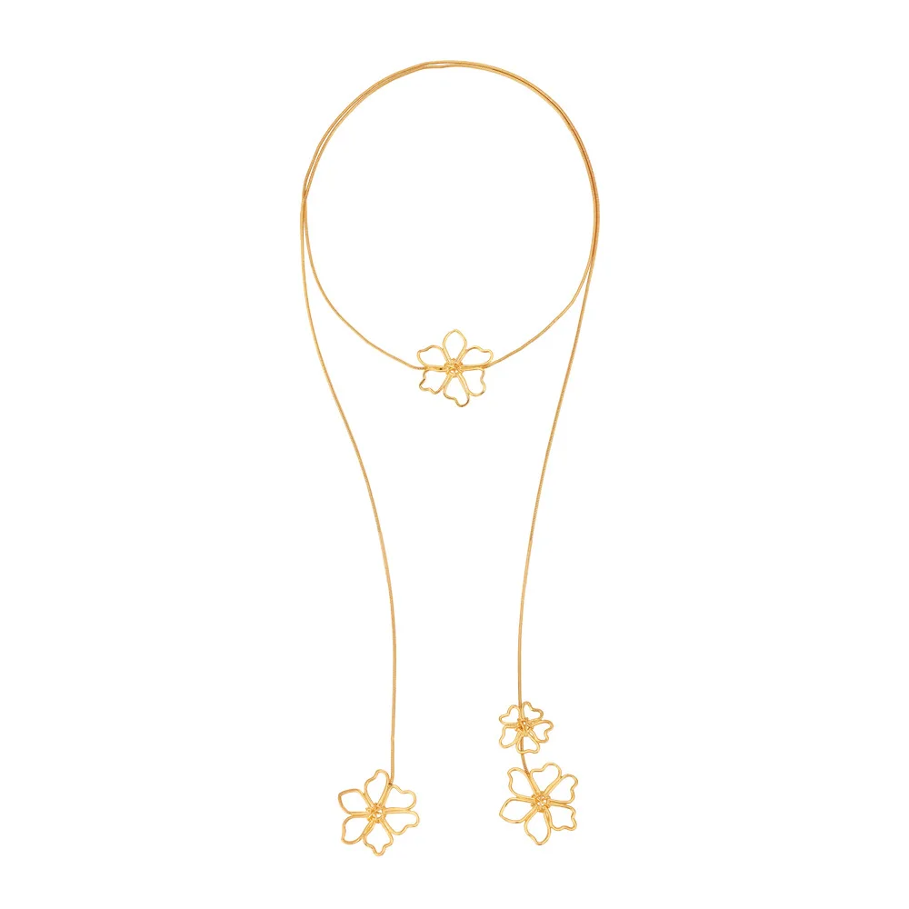 New Alloy Double Necklace Flower Hip Hop Necklace Design Accessories For Women