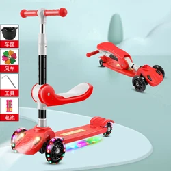 Scooter children 1-2-3 6 year old girl Princess baby 3-in-1 can sit on kids pedal slide scooter