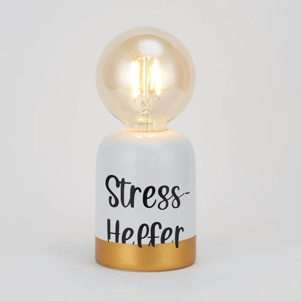 Wooden Color Wireless Battery LED Desk Lamp Wood Color Light Bulb Shape Industrial Design Style Living Room