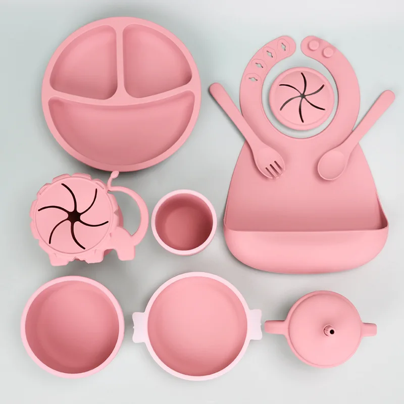 Cartoon shapeSilicone Dinner Plate Suction Cup Food Supplement Bowl Spoon  Baby Tableware Set