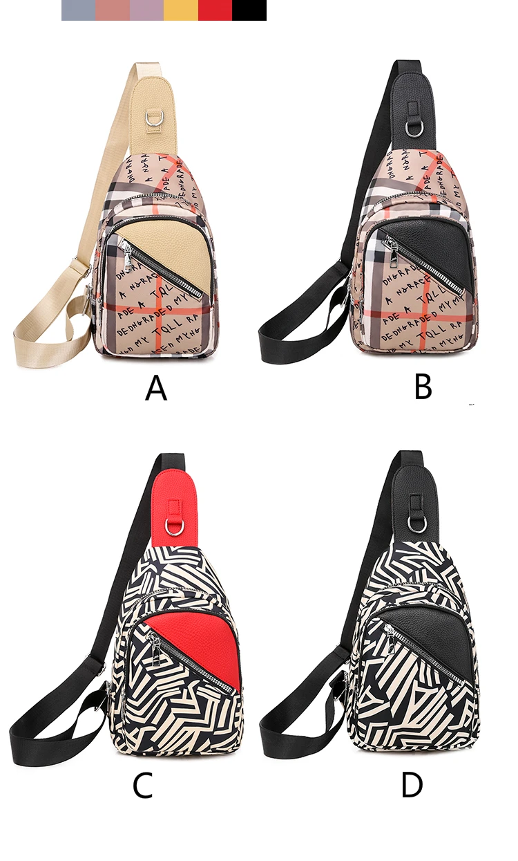 
Hot Sale Multicolor Printed Sling Nylon Leather Custom Anti Theft Crossbody Bag 