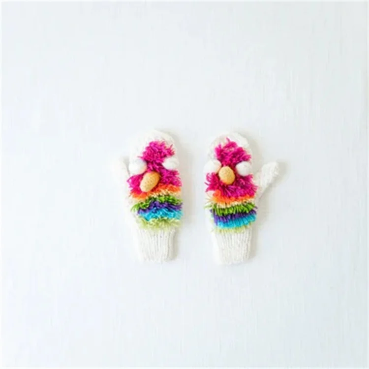 Wholesale Kids Wool Animal Mitten Custom Made Knitted Animal Mitten Hand Knitted Alpaca Sheep Mitten