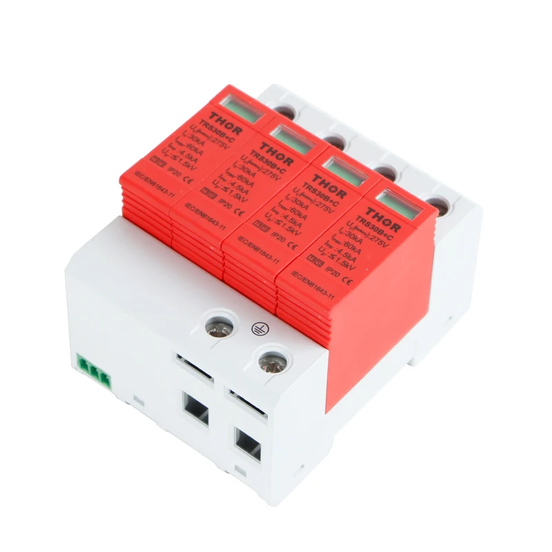 275V 30KA 60KA SPD 4 poles  lightning surge suppressor ac surge protective device