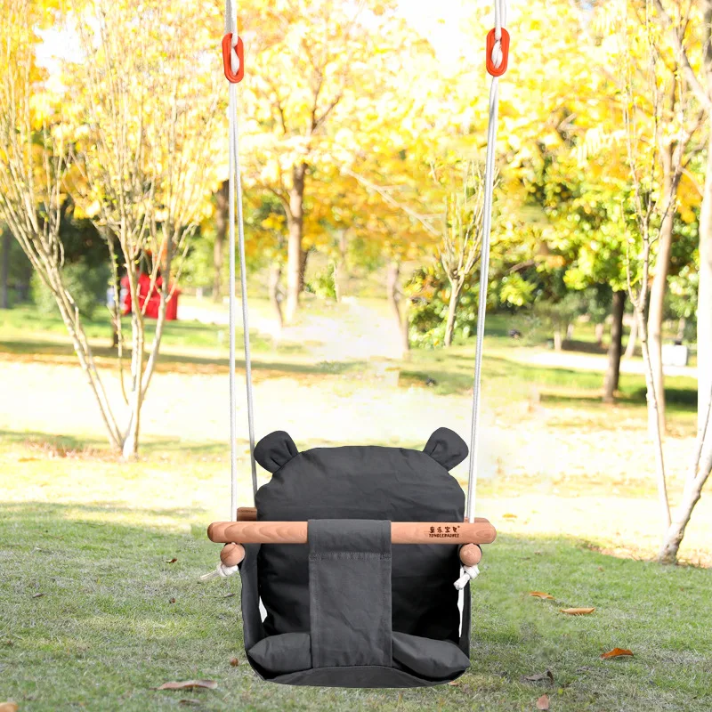Baby swing chair indoor outdoor wooden canvas swing for garden