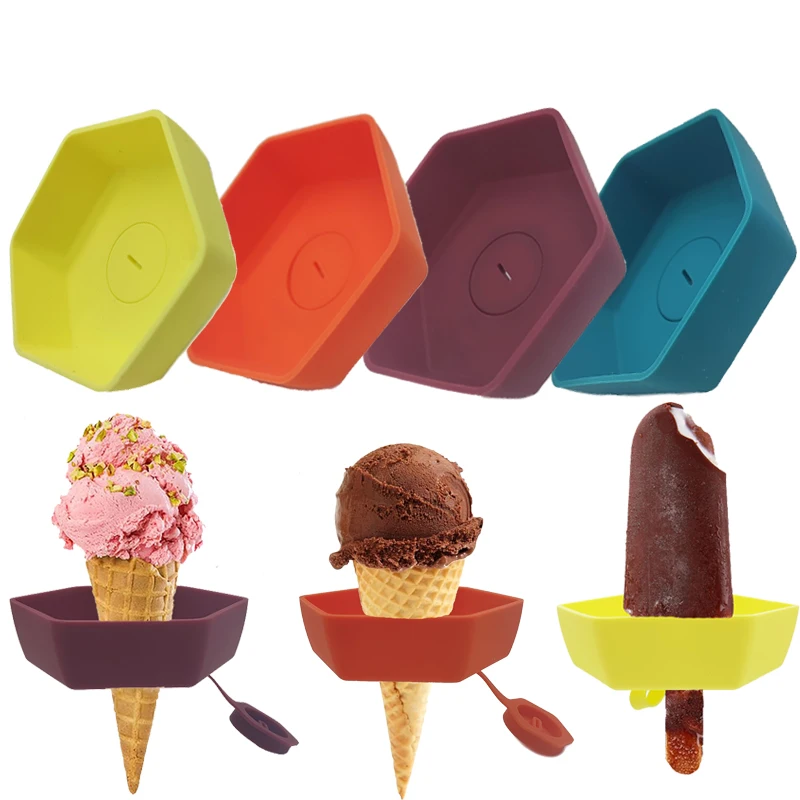 Custom Color Silicone Popsicle And Ice Cream No Drop Drip Free Kids Popsicle Holder