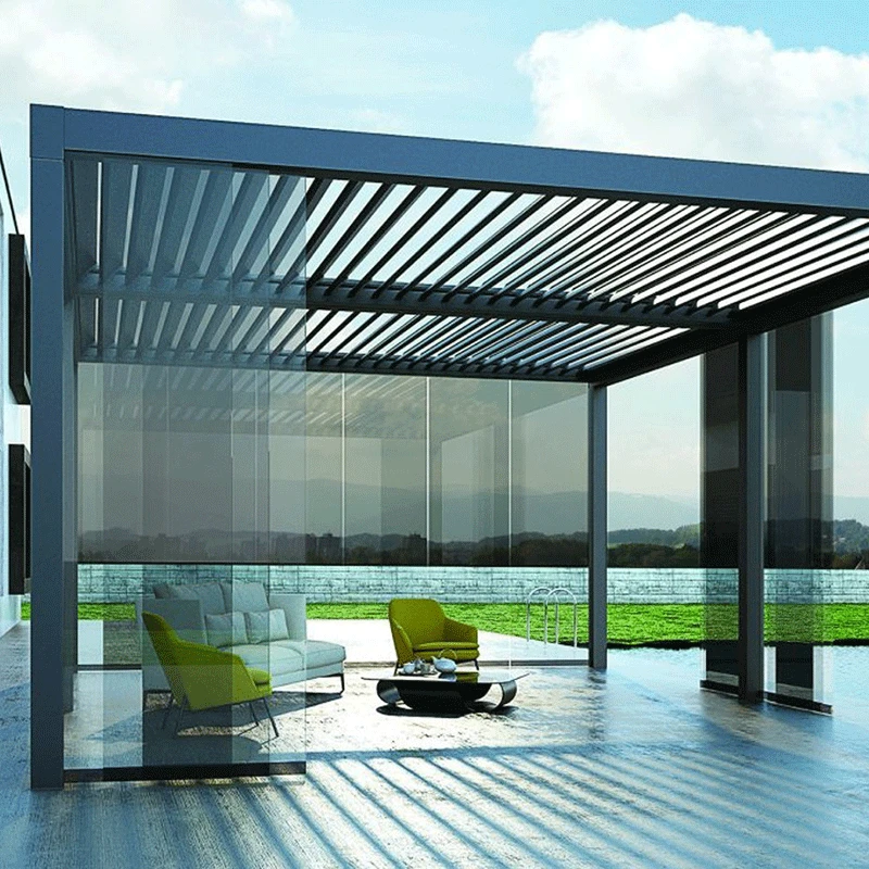 CLEARVIEW Motorized aluminum modern pergola kit design china exterior awning kits waterproof Aluminum Pergola for house