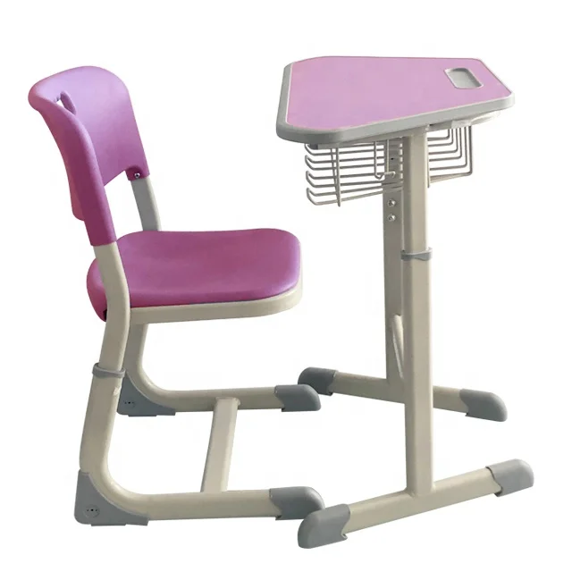 Hexagonal metal adjustable  school sets University Desk And Chair Classroom Table And Chair