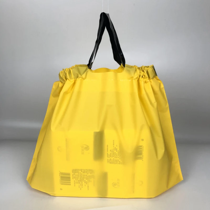 Custom Plastic Drawstring Bag Solid Color Shopping Packing Plastic String Bags With Rope Handle