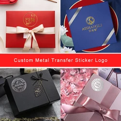 Custom Printing Brand Logo self-adhesive label Clear Metal Transfer Stickers Waterproof metallic transfer stickers logo