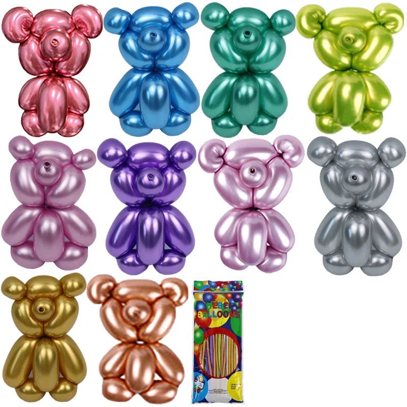 Kids balloons different weight colorful magic Chrome Plated 260 balloon Long Strip Shape Woven Balloons