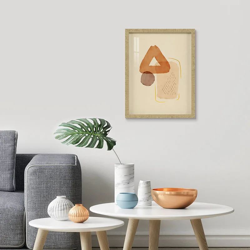 Abstract Geometric Figures Gold Foil Decor Wall Decoration Paper Framed Wall Art