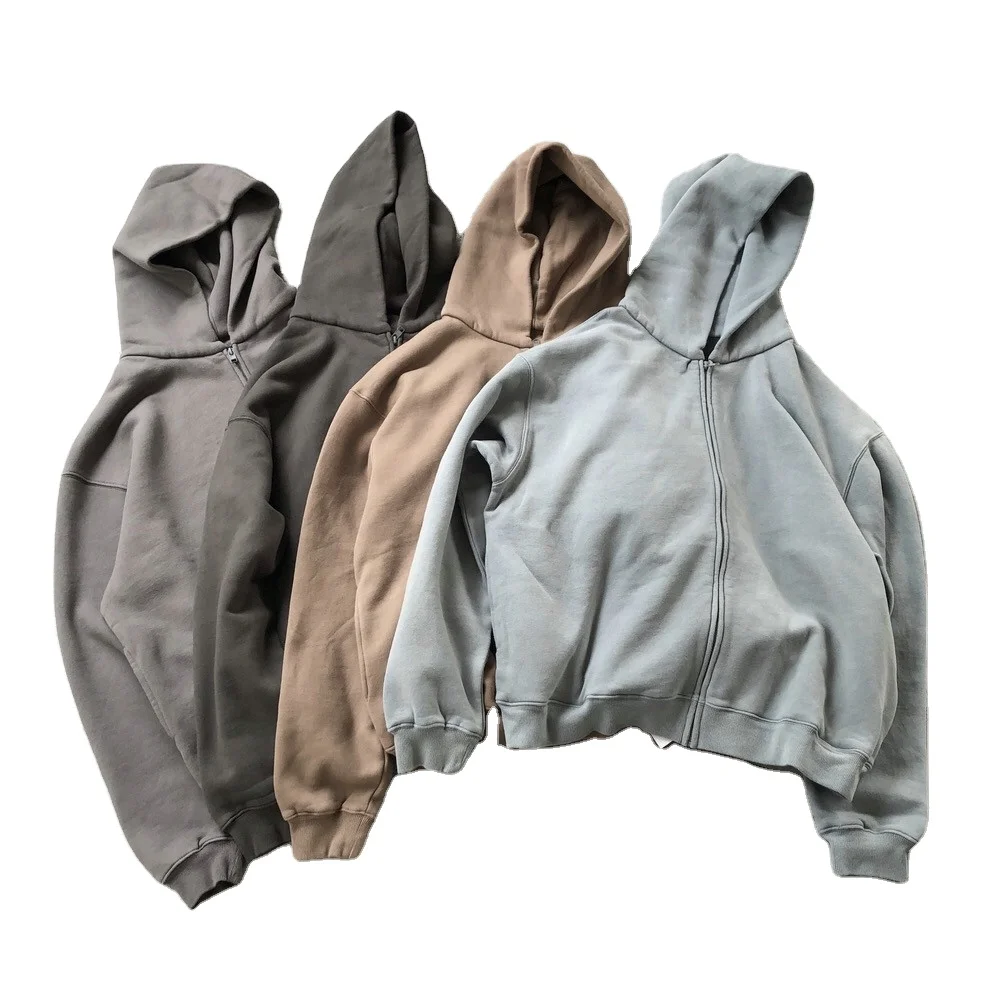 factory custom logo Oversize Heavy cotton Fleece Hoodie High Quality Hip Hop Zip Streetwear men hoodie