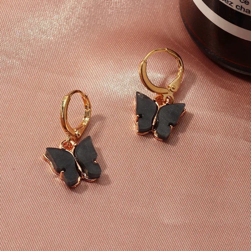 Jewelry Wholesale Gold Acrylic Butterfly Stud Earrings Butterfly Hoop Earrings Jewelry For Women