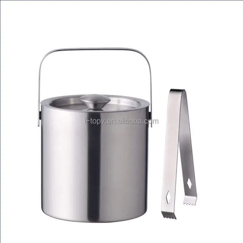Double Wall Stainless Steel Insulated Ice Bucket With Lid and Ice Tong Included ice trays BPA free (1600530264057)