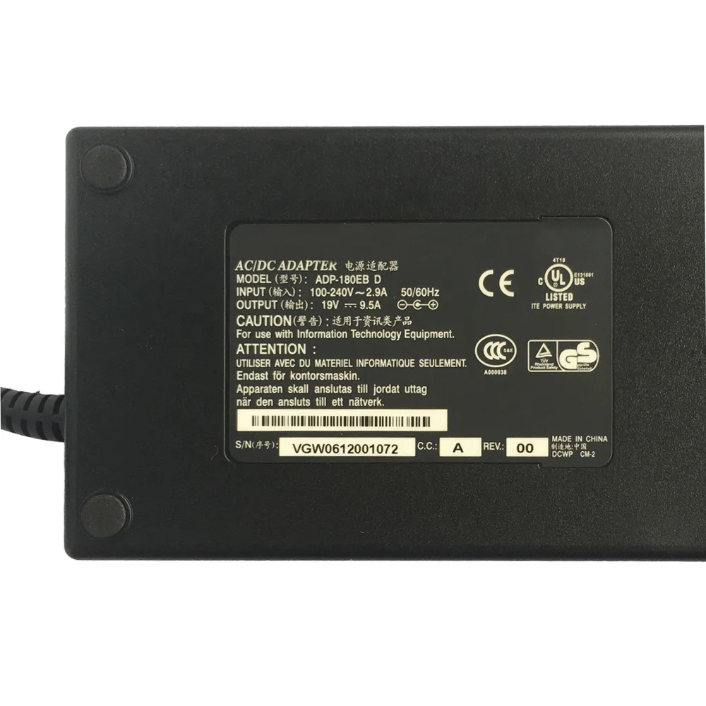 Зарядное устройство для ноутбука Msi GP72VR GS40 GS43VR GS60 GS70 GS72 GS73 GT60 GT70 GV62 GV72 GX60 GX70 адаптер переменного тока 180 Вт для Delta