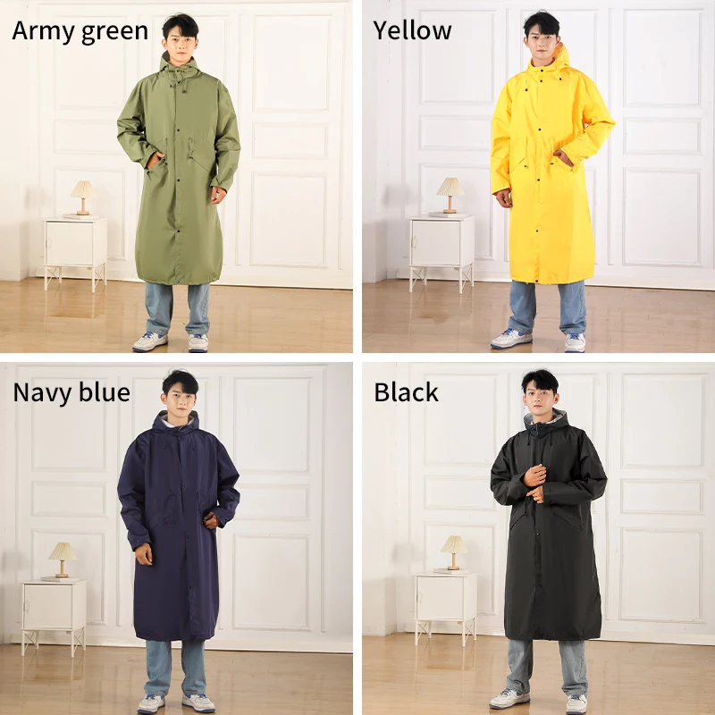 men Rain Jacket Waterproof Long Rain Coats Hooded Windbreaker Lightweight Raincoats Travel Hooded Coats