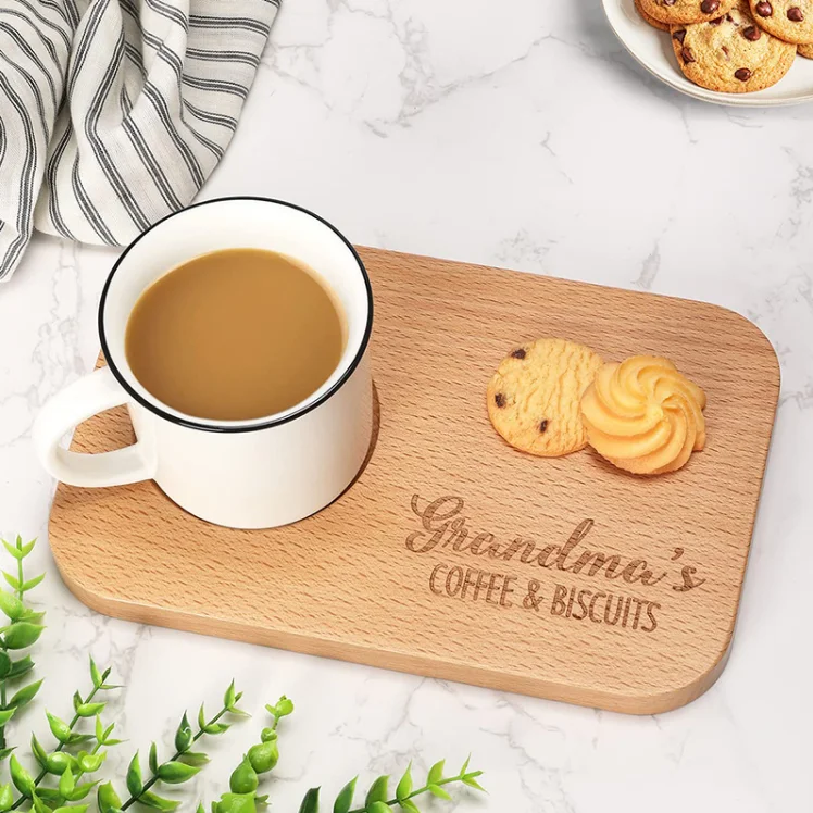 Solid Wood Square Round Plates Serving Tray for Coffee Cookie Cake Dishes Wooden Kitchen Tableware Plate
