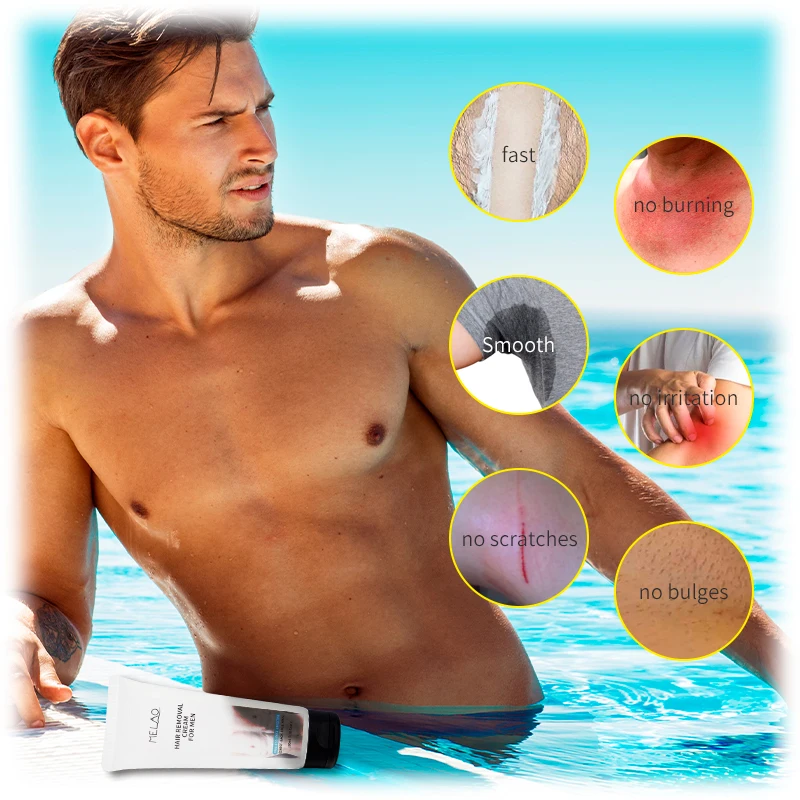 Private Label Natural  Body Hair Remover Lotion Painless Permanent Armpit  Powerful Depilatory Hair Removal Cream For Men