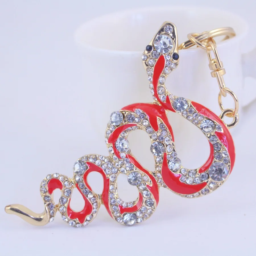 2024 China Hot Promotional Gift Keychain Rhinestone snake metal  Keychain Diamond Key Chains Charms Car Accessories