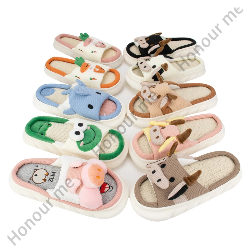 2024 Women Fashion Sandals High Quality Summer Soft Shark Animal Cow Frog Slides Indoor Slippers Fuzzy Slipper Soft Slipper