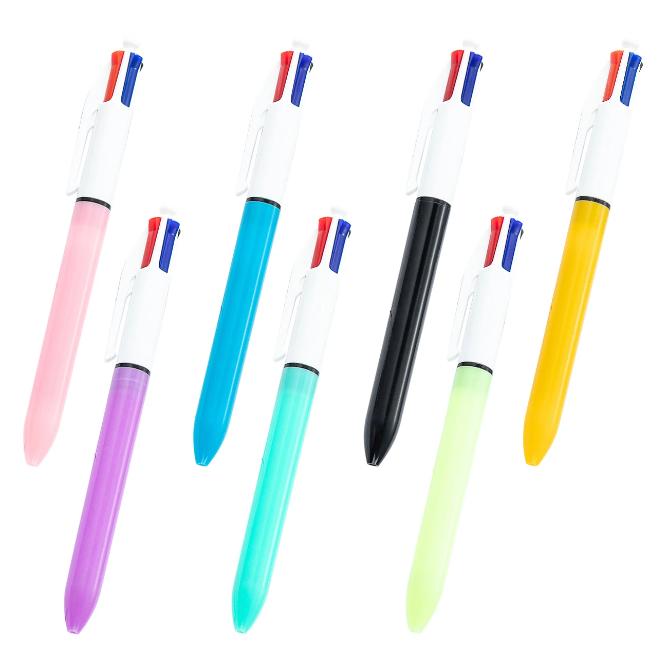 Office study stationery multi-color pen, four in one press, hand account stroke, key line marking pen, plastic ballpoint pen