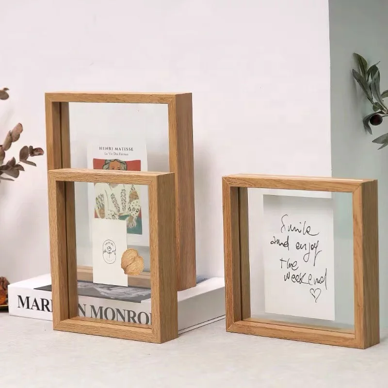 Floating Double Sided Glass Picture Acrylic Wall Art Pressed Flower Wood Hanging Wooden Photo Frames