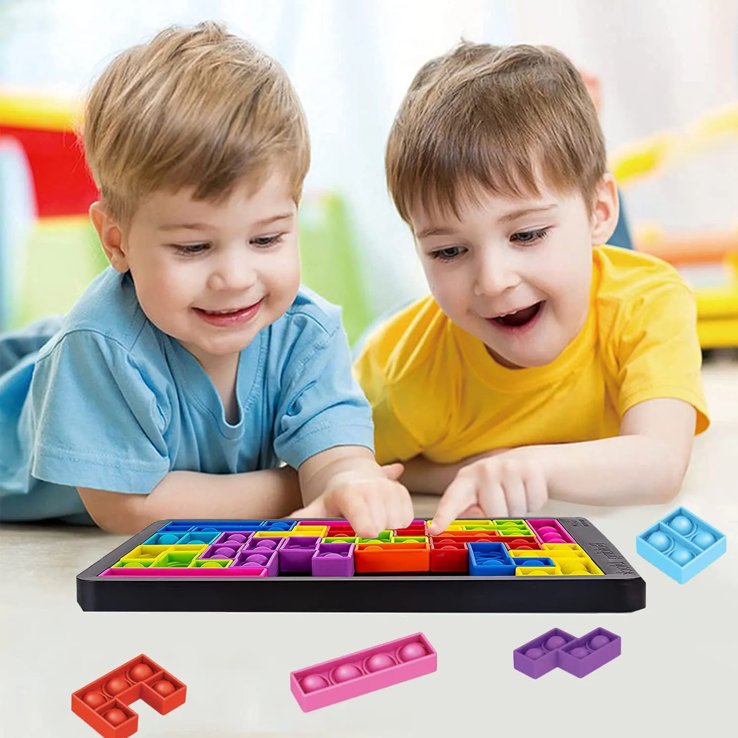 Rainbow Chess Board Popper Toy Educational Jigsaw Puzzle Pop Push Bubble Building Block Fidget Toys