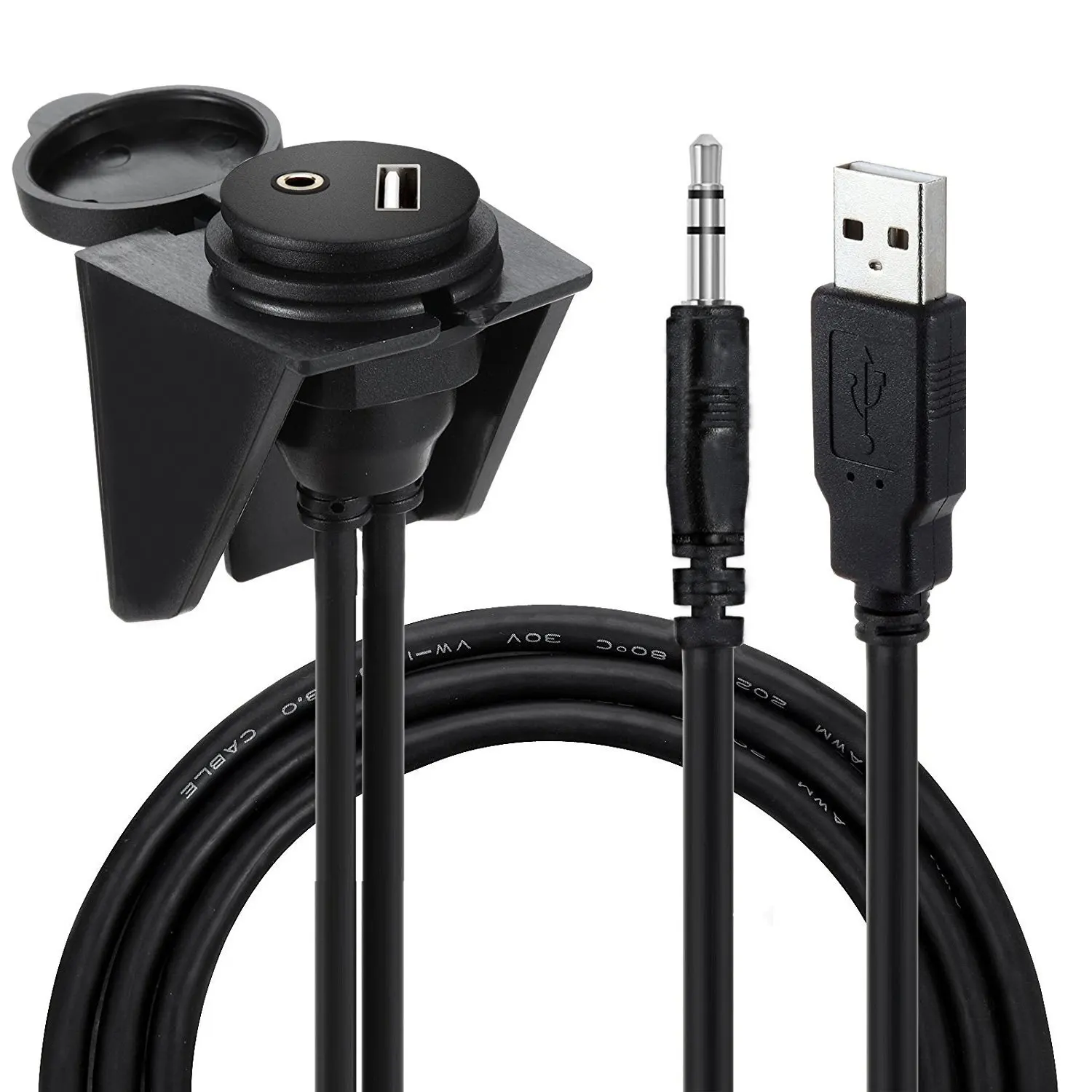 Wholesale Automotive Car Audio Cables USB 3.5mm AUX music input Socket Flush Mount Dashboard Cable for Car Marine Boat
