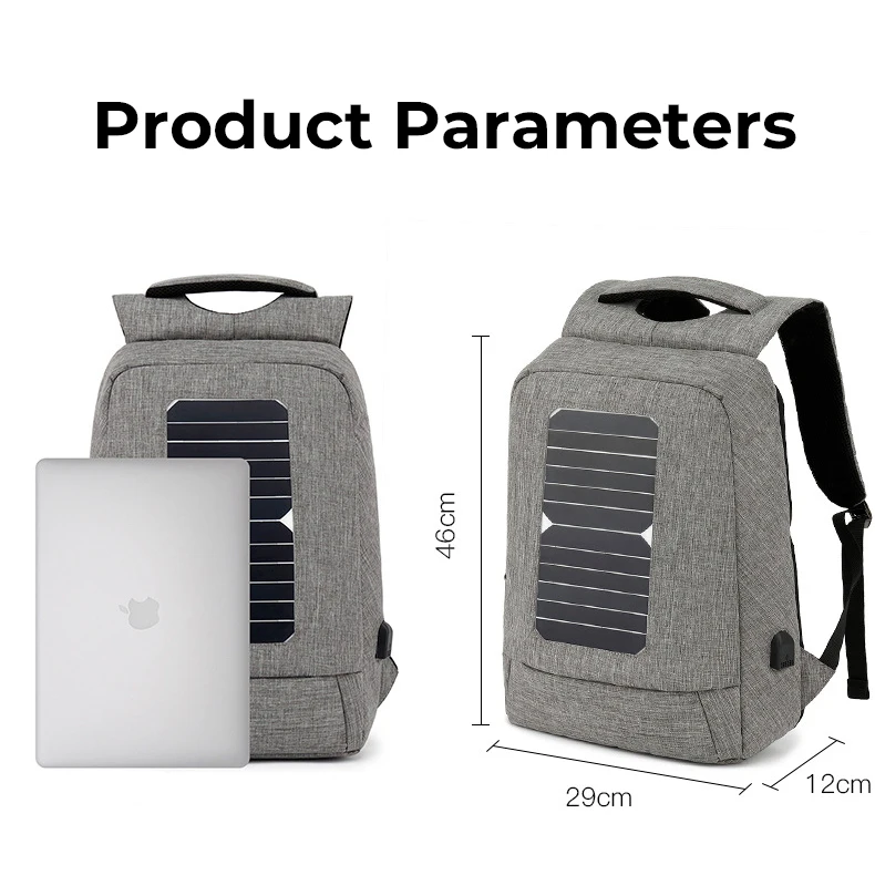 Factory wholesale USB charging port waterproof travel solar panel backpack for outdoor