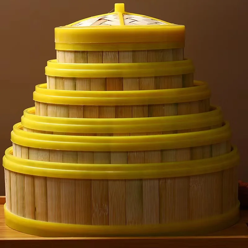 Jinjian bamboo bamboo steamer with plastic rim for dim sum commercial steamer with plastic rim for steamed buns
